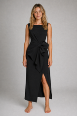 Cordelia Ashworth Bow-Detail Midi Dress | Women's Sheath Dress in Black