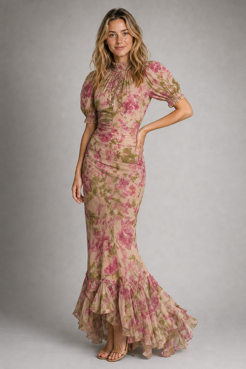 Charlotte Reynolds Mermaid Maxi Dress | Women's Ruffle-Hem Gown