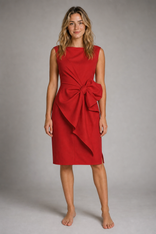 Cordelia Ashworth Bow-Detail Midi Dress | Women's Sheath Dress in Red