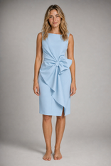 Cordelia Ashworth Bow-Detail Midi Dress | Women's Sheath Dress in Light Blue