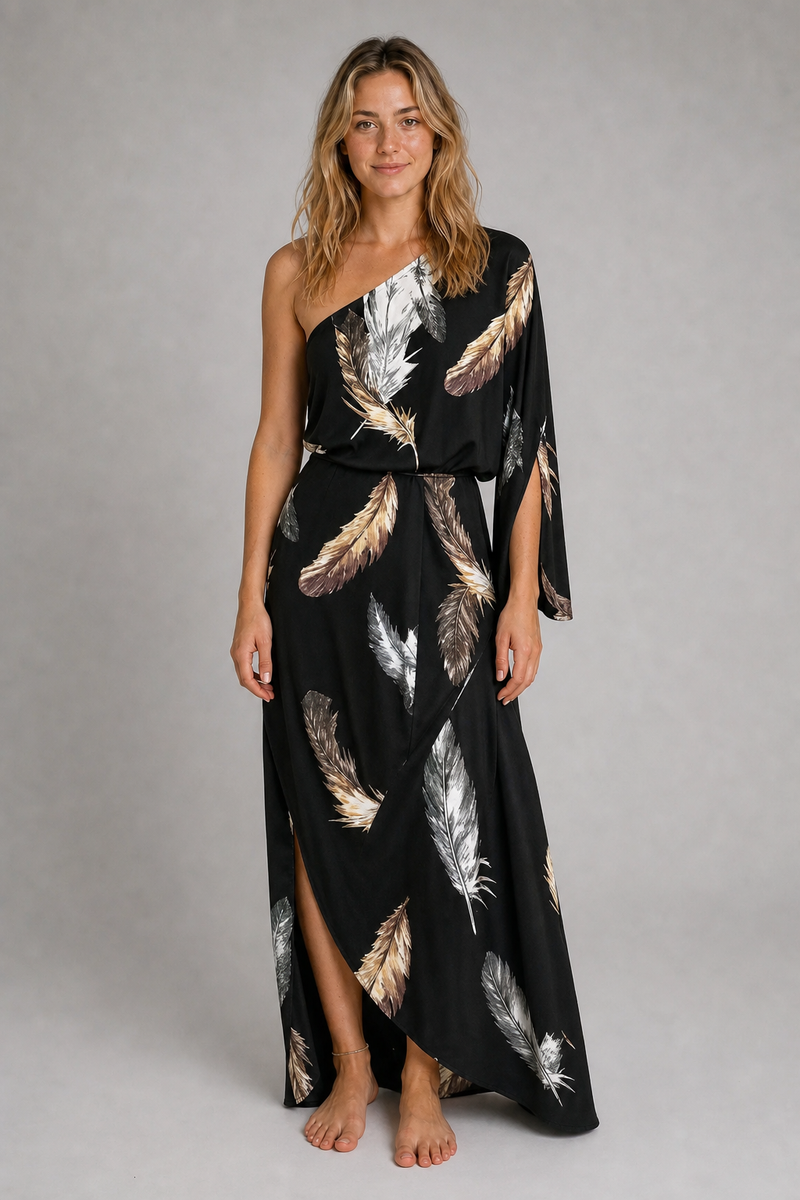 Camille Laurent One-Shoulder Maxi Dress | Women's Draped Gown