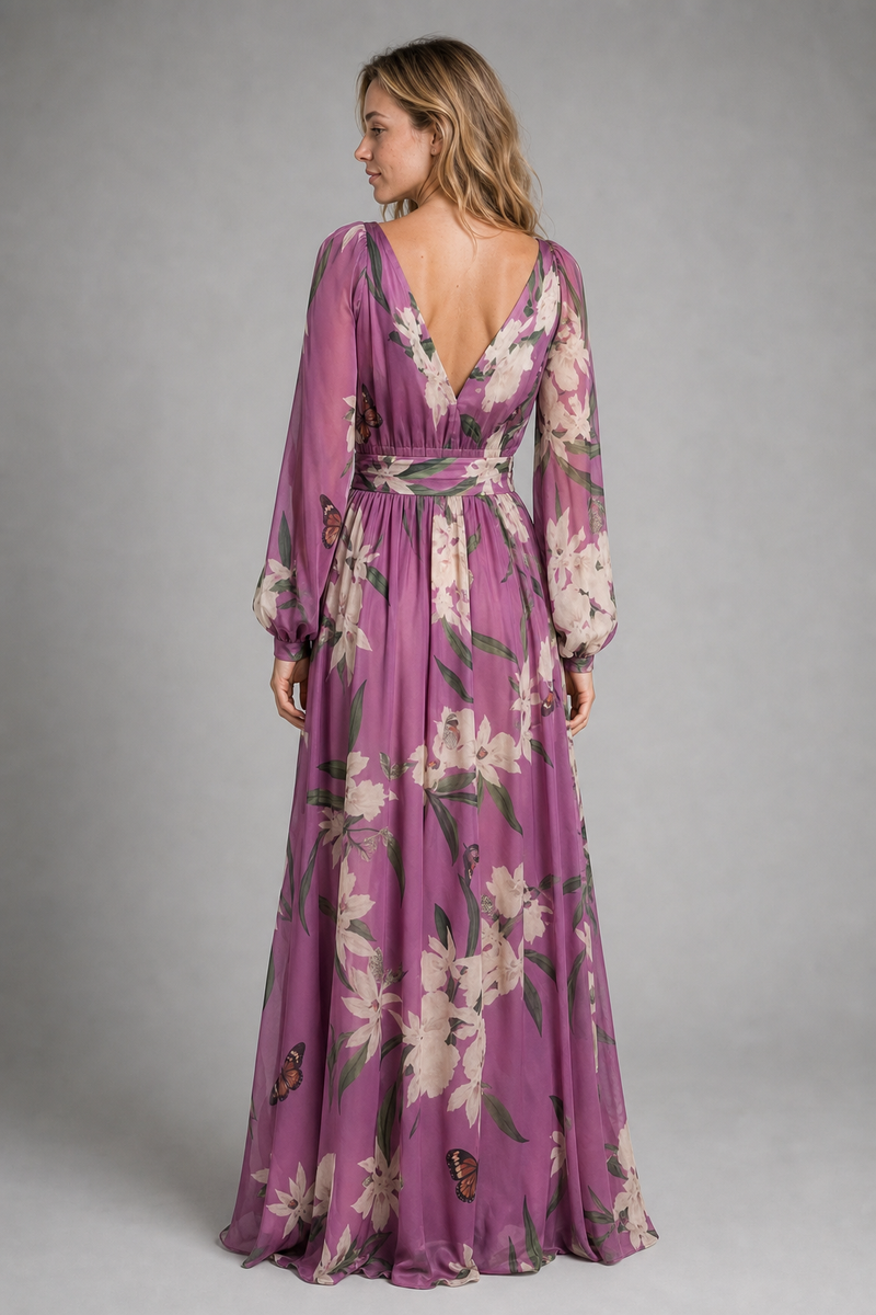 Zosia Floral Maxi Dress | Women's Long-Sleeve Wedding-Guest Dress