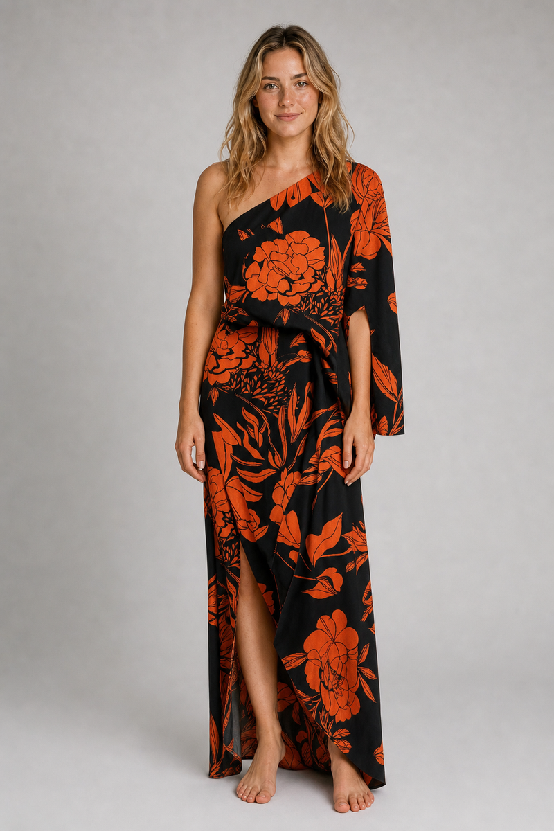 Camille Laurent One-Shoulder Maxi Dress | Women's Draped Gown