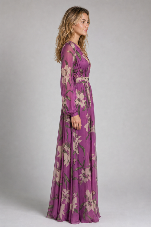Zosia Floral Maxi Dress | Women's Long-Sleeve Wedding-Guest Dress