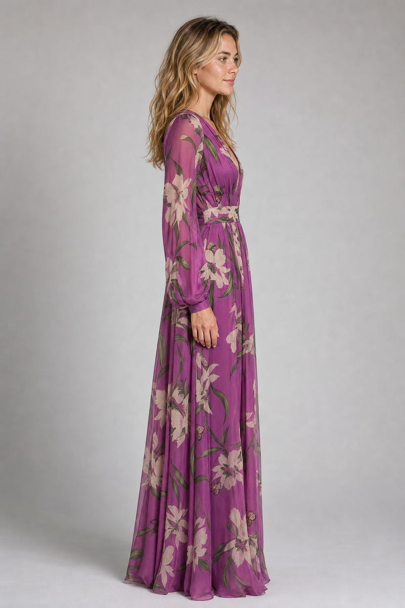 Zosia Floral Maxi Dress | Women's Long-Sleeve Wedding-Guest Dress