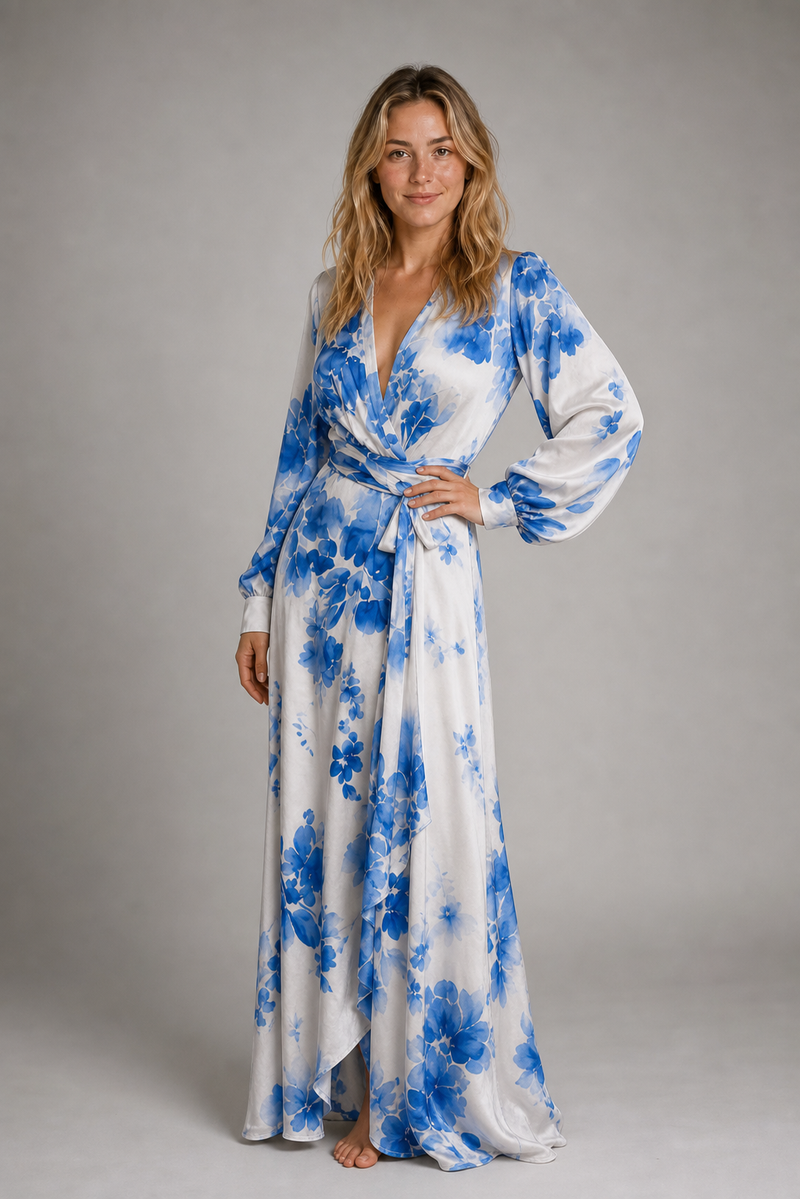 Aurora Sinclair Floral Maxi Dress | Women's Tie-Waist V-Neck Gown