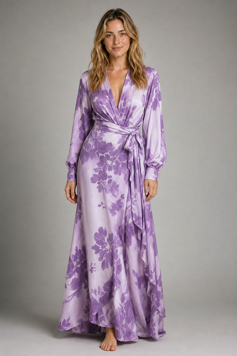 Aurora Sinclair Floral Maxi Dress | Women's Tie-Waist V-Neck Gown