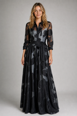 Denise Long Flowing Dress | Women's Lightweight Occasion Dress in Black