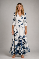 Jocelyn Floral Dress | Women's 3/4-Sleeve Occasion Dress in Ivory Bloom