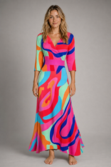 Jocelyn Floral Dress | Women's 3/4-Sleeve Occasion Dress in Vivid Aura