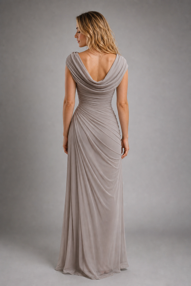 Elia Cowl-Neck Maxi Dress | Women's Ruched Occasion Gown