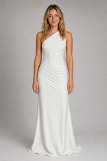 Alina Streamlined Maxi Dress | Women's Minimalist Occasion Dress in Blanc