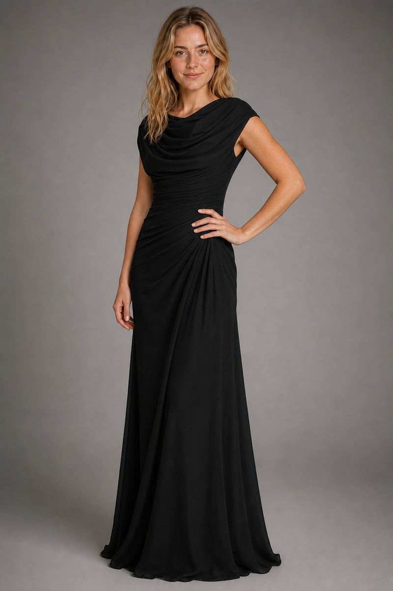 Elia Cowl-Neck Maxi Dress | Women's Ruched Occasion Gown
