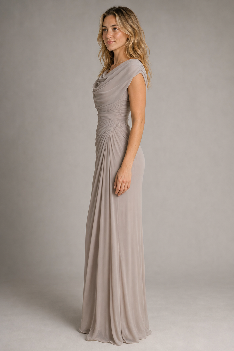Elia Cowl-Neck Maxi Dress | Women's Ruched Occasion Gown