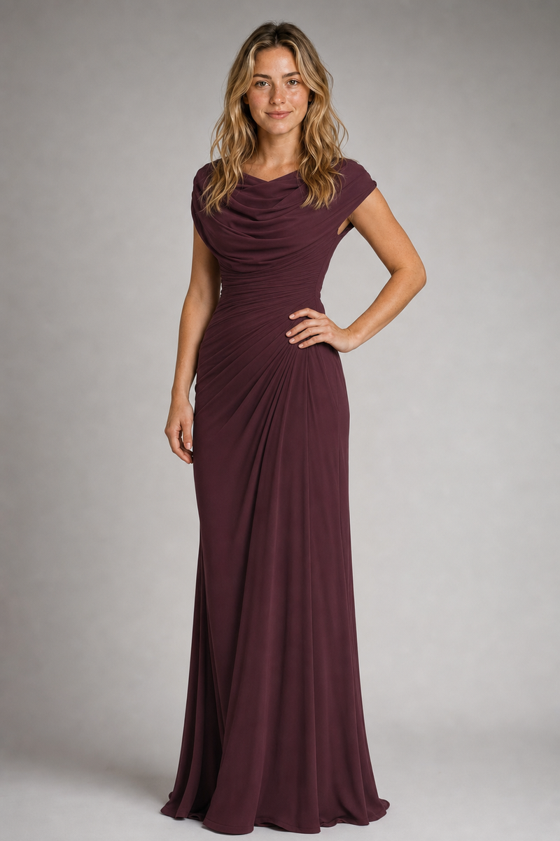 Elia Cowl-Neck Maxi Dress | Women's Ruched Occasion Gown