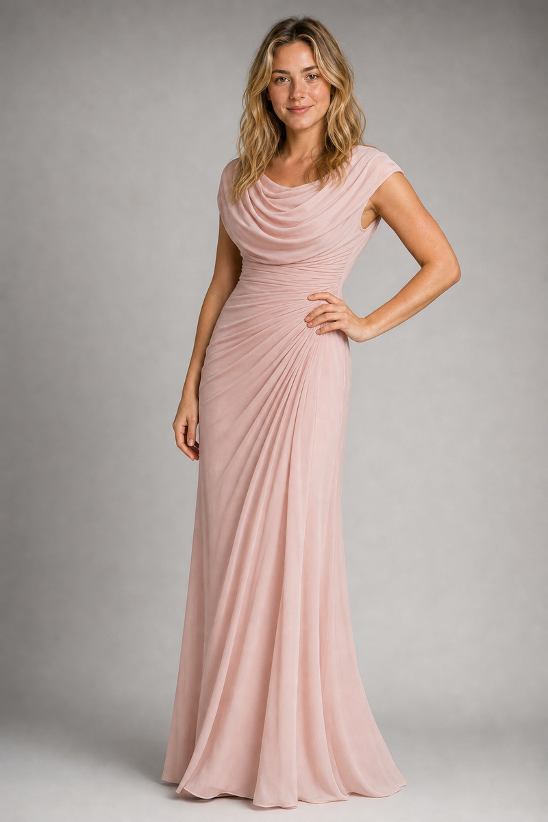 Elia Cowl-Neck Maxi Dress | Women's Ruched Occasion Gown