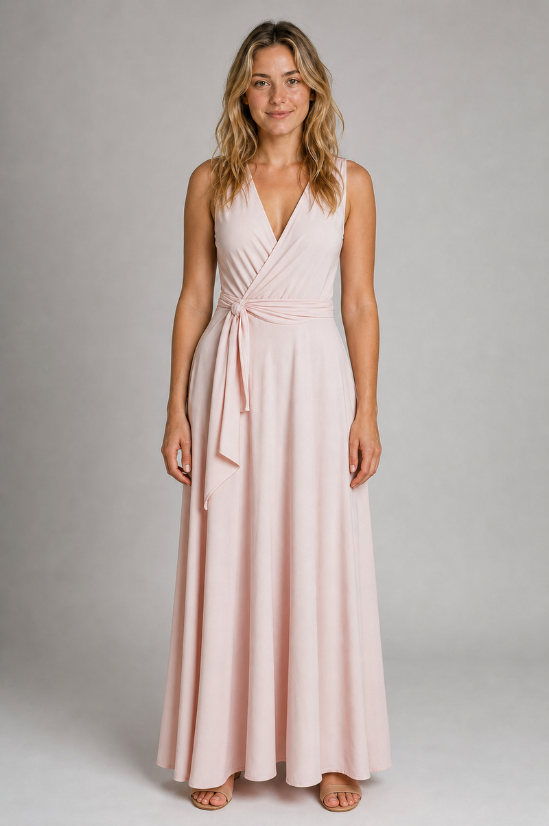 Fenella V-Neck Maxi Dress | Women's Minimalist Wedding-Guest Dress