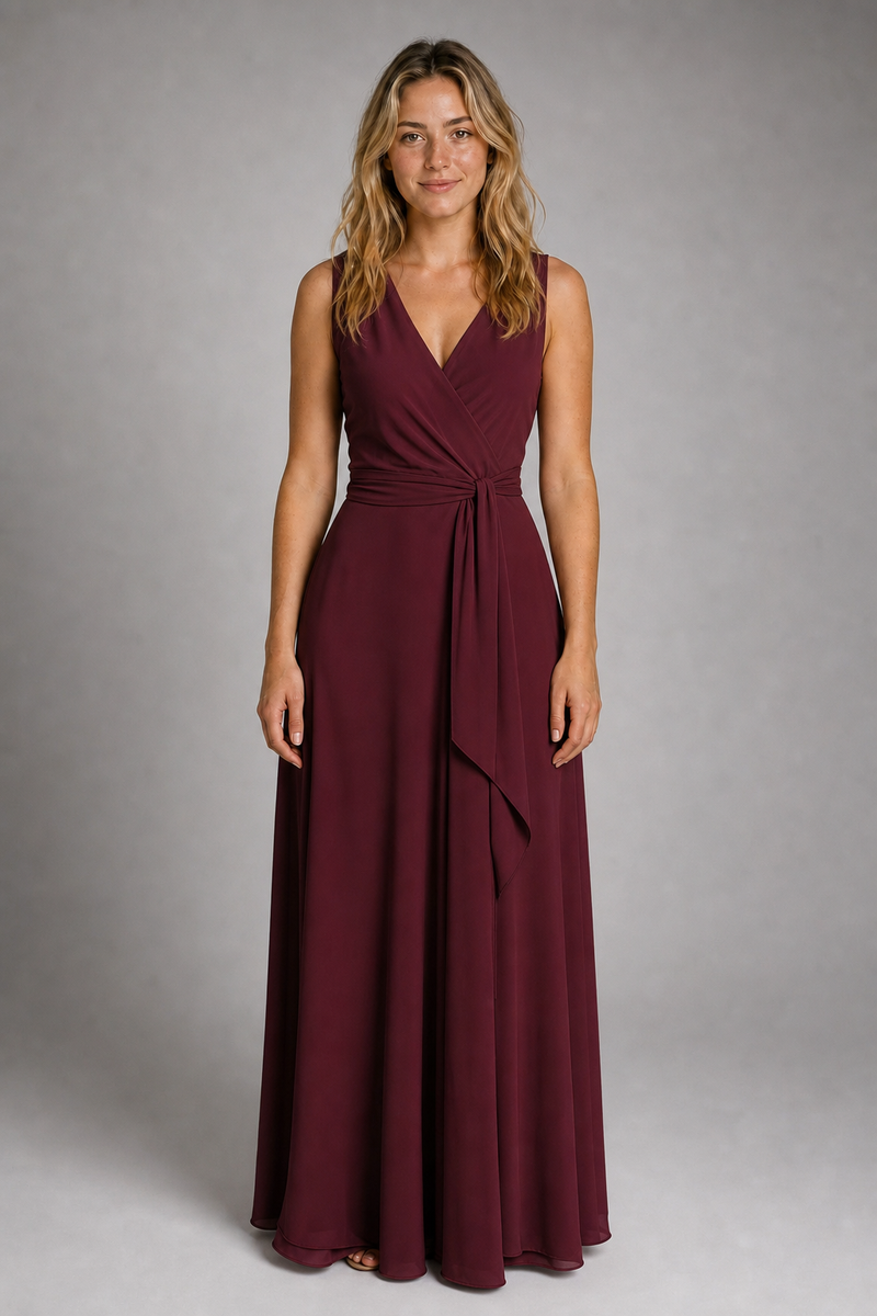 Fenella V-Neck Maxi Dress | Women's Minimalist Wedding-Guest Dress