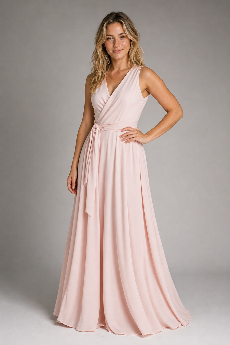 Fenella V-Neck Maxi Dress | Women's Minimalist Wedding-Guest Dress