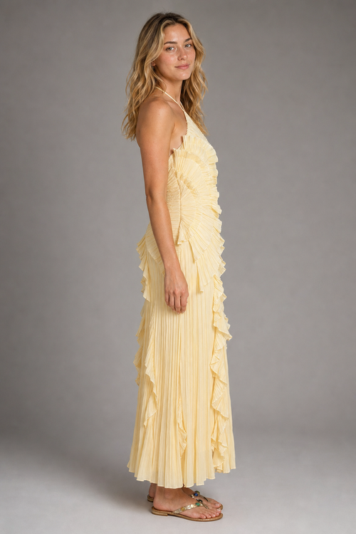 Lucienne Halter Maxi Dress | Women's Asymmetric Ruffle Gown