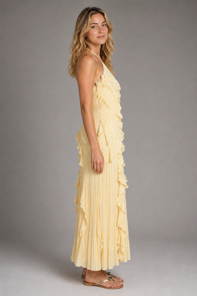 Lucienne Halter Maxi Dress | Women's Asymmetric Ruffle Gown
