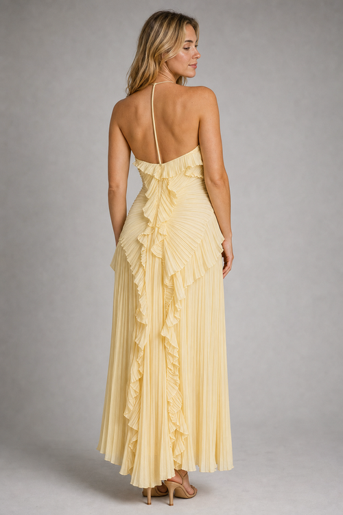Lucienne Halter Maxi Dress | Women's Asymmetric Ruffle Gown