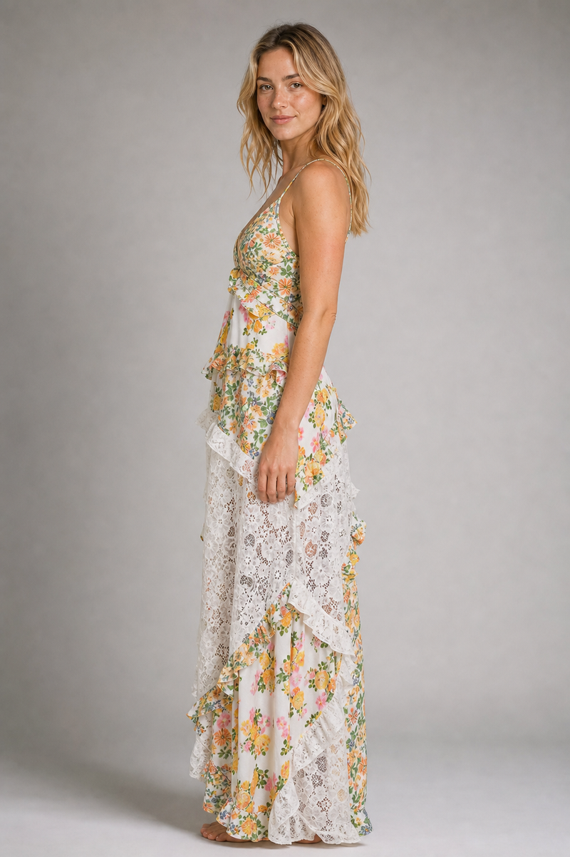 Gena Floral Slip Maxi Dress | Women's Lace-Panel Occasion Dress