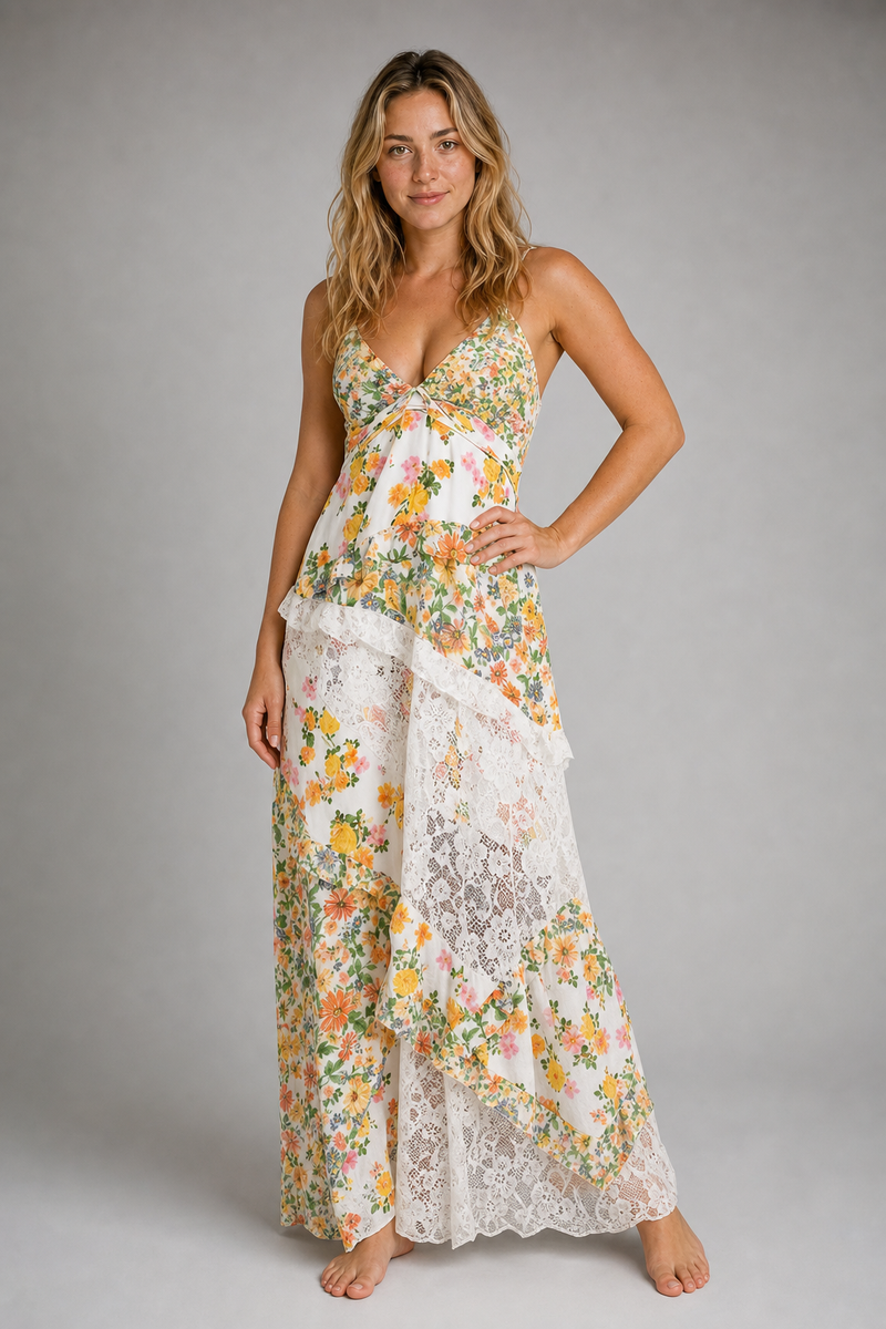 Gena Floral Slip Maxi Dress | Women's Lace-Panel Occasion Dress