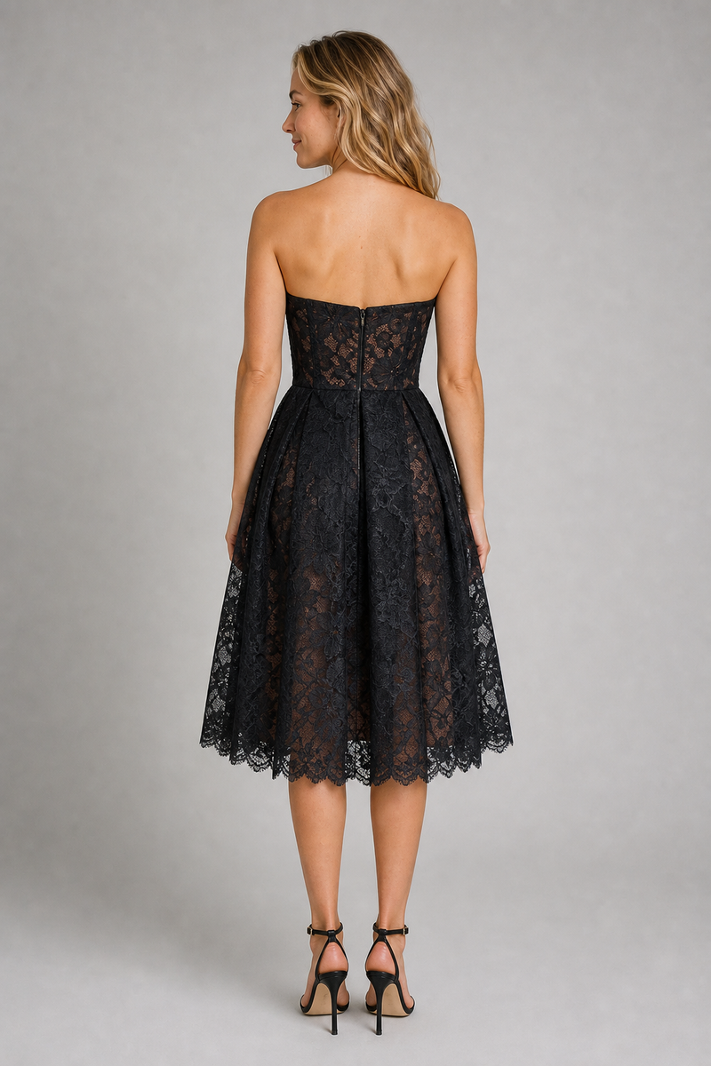 Addie Corset Midi Dress | Women's Embroidered Tulle Occasion Dress
