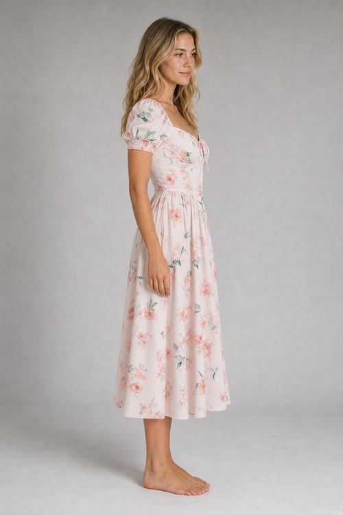Kaye Corset Midi Dress | Women's Puff-Sleeve Occasion Dress