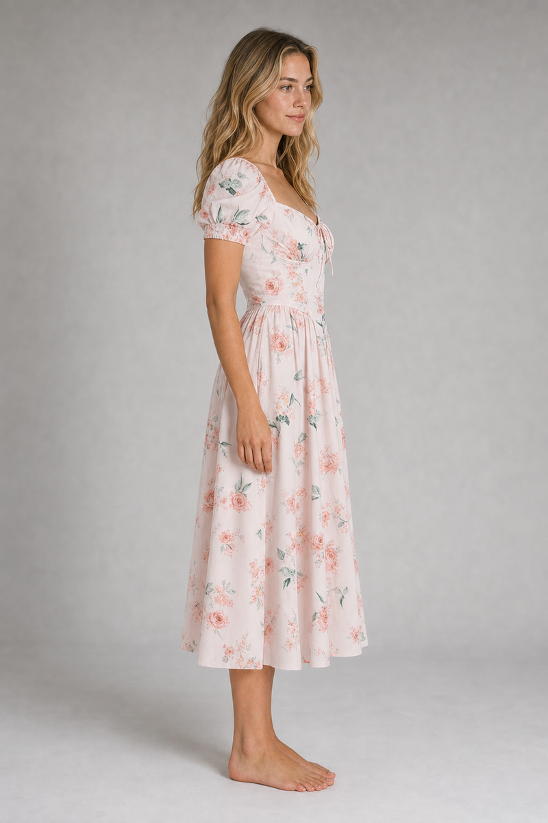 Kaye Corset Midi Dress | Women's Puff-Sleeve Occasion Dress