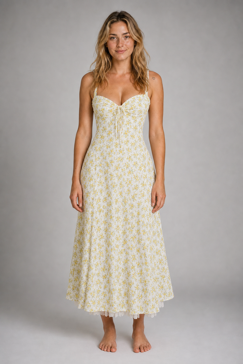 Ann Corset Midi Dress | Women's Lace-Up Floral Sundress