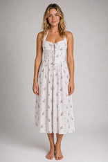 Aimee Corset Midi Dress | Women's Halter-Neck Lace-Up Dress in Ivory