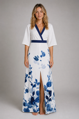 Helena Floral Wrap Maxi Dress | Women's Tie-Waist Summer Dress in White