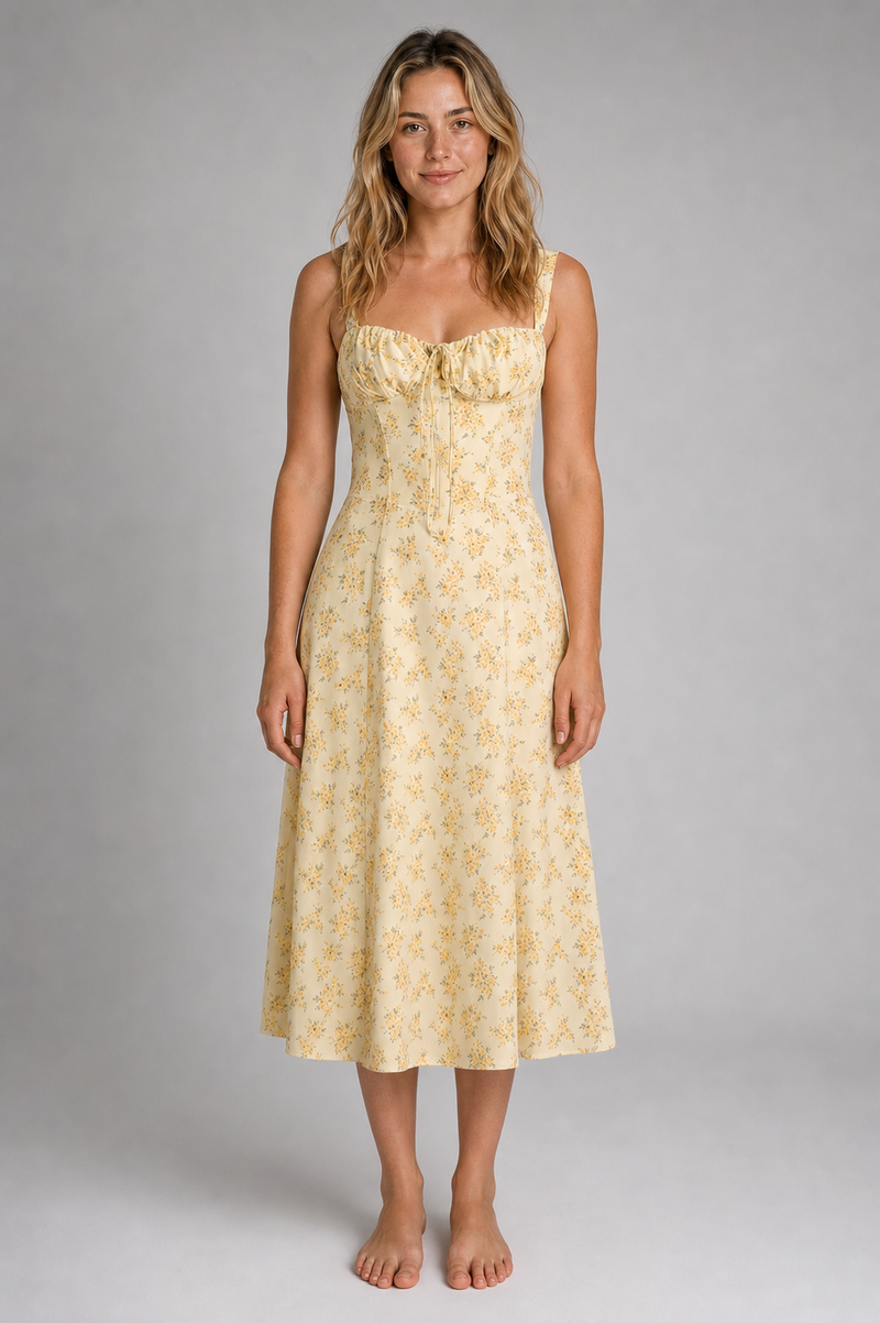 Savannah Floral A-Line Midi Dress | Women's Summer Day Dress