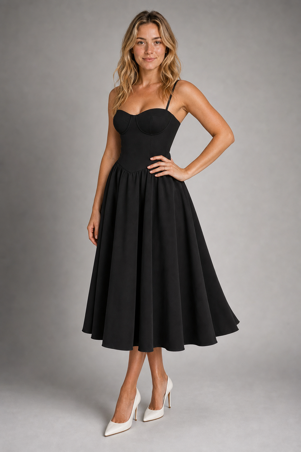 Fleurine Corset Floral Midi Dress | Women's Sweetheart Wedding-Guest Dress