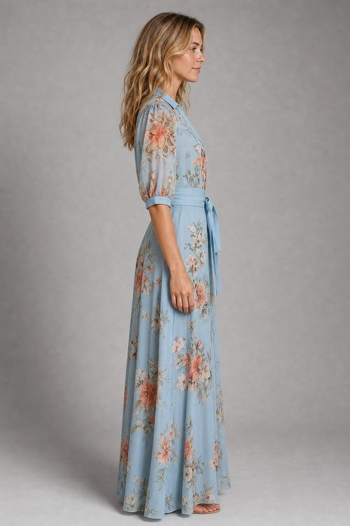 Debra Wrap Floral Maxi Dress | Women's V-Neck Wedding-Guest Gown