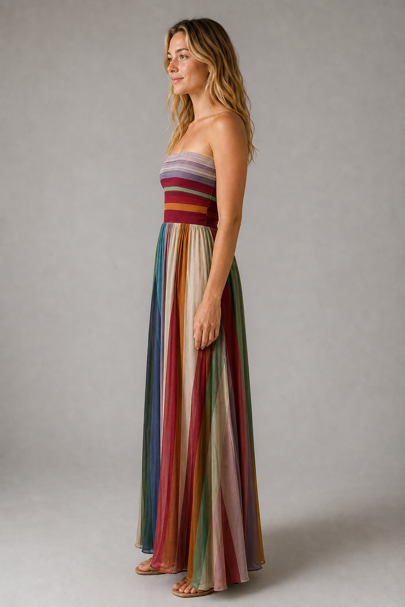 Marina Pleated Maxi Dress | Women's Strapless Cocktail Dress