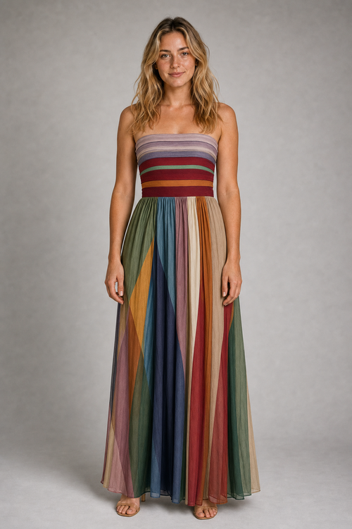 Marina Pleated Maxi Dress | Women's Strapless Cocktail Dress