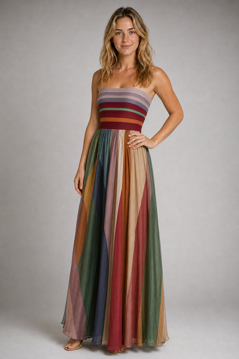 Marina Pleated Maxi Dress | Women's Strapless Cocktail Dress