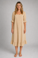 Agnes Ruffled Mini Dress | Women's Day Dress in Beige