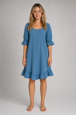 Agnes Ruffled Mini Dress | Women's Day Dress in Blue