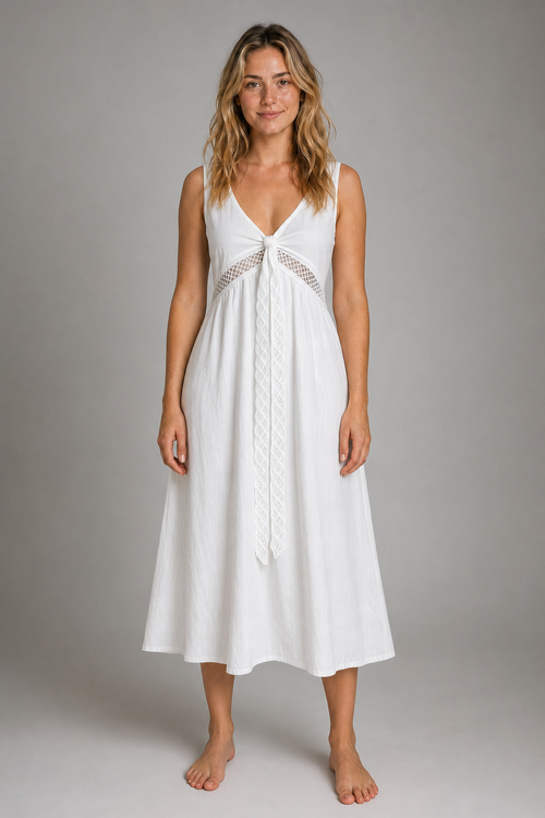 Faye Lace Midi Dress | Women's Sleeveless Evening Dress
