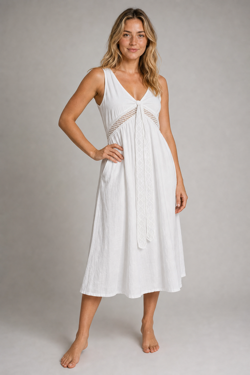 Faye Lace Midi Dress | Women's Sleeveless Evening Dress