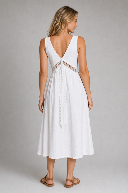Faye Lace Midi Dress | Women's Sleeveless Evening Dress