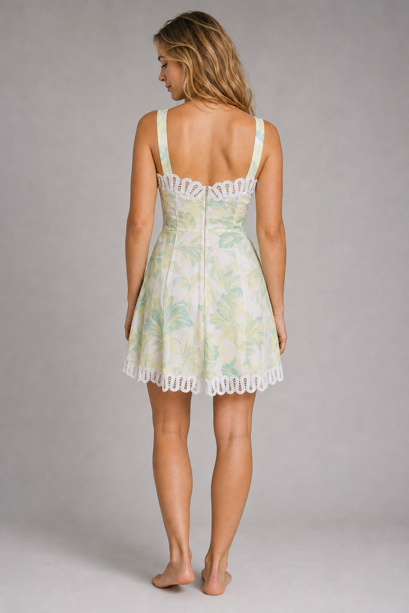 Marigold Corset Lace Mini Dress | Women's Sweetheart Garden-Party Dress