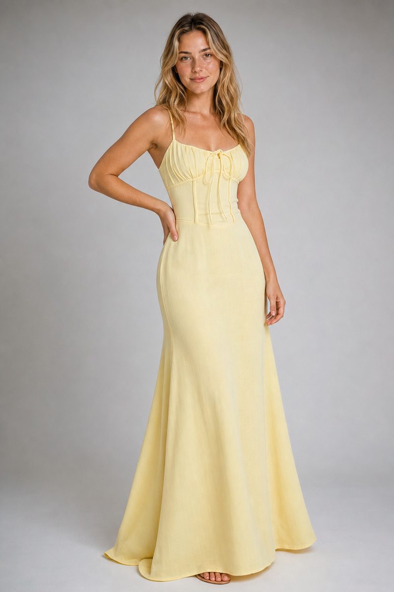 Bethany Corset Maxi Dress | Women's Spaghetti-Strap Garden-Party Dress
