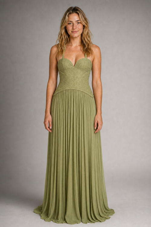 Vivian Corset Lace Maxi Dress | Women's Halter Wedding-Guest Gown