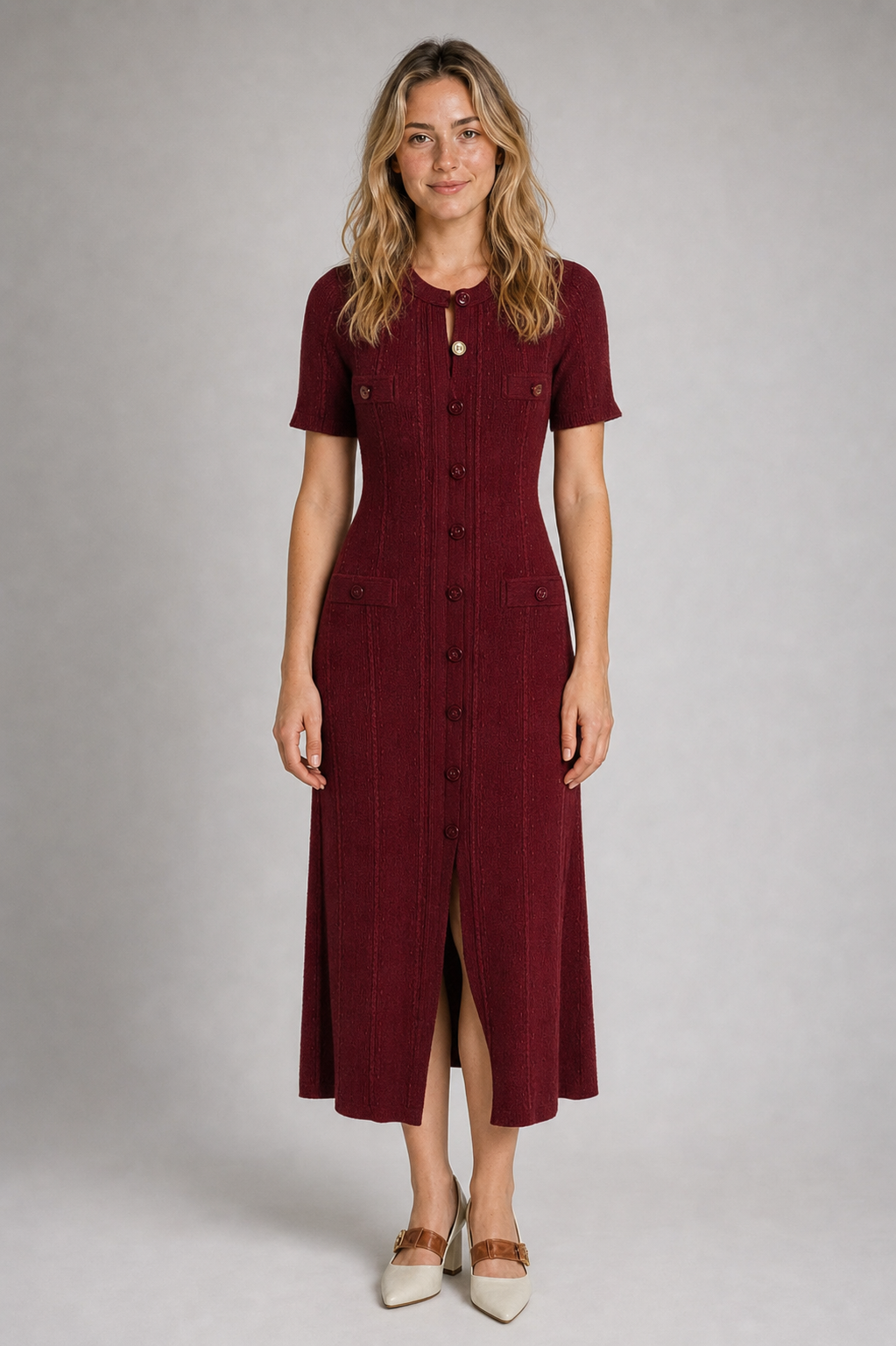 Beatrice Knit Midi Dress | Women's Short-Sleeve Party Dress