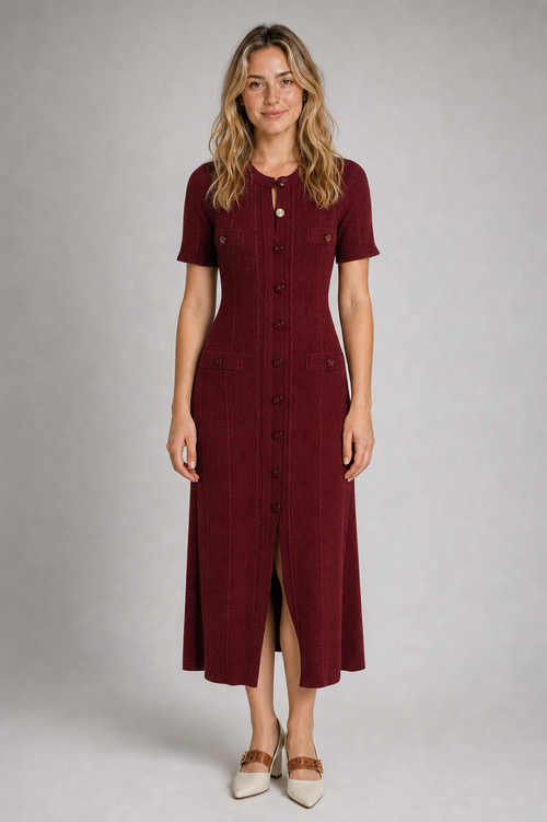 Beatrice Knit Midi Dress | Women's Short-Sleeve Party Dress